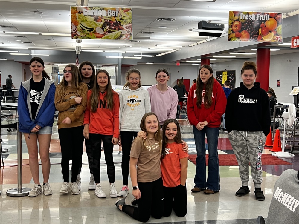 TMS FCCLA members stand together in the TMS cafeteria