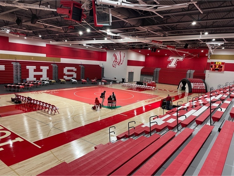 View of new gym from top of bleachers 