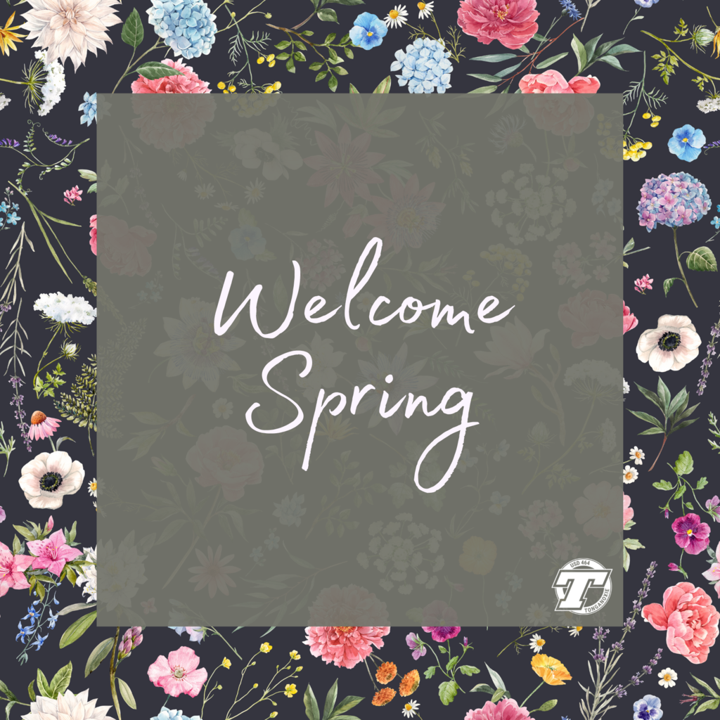 black background with multicolored flower. green square in the middle with white text