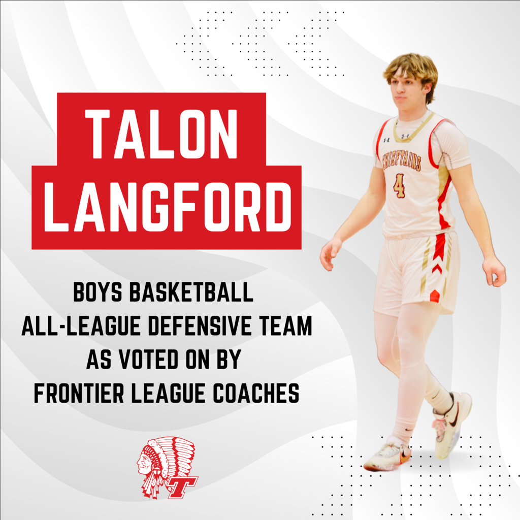 gray background, white text in red boxes. silhouette of Talon in basketball uniform