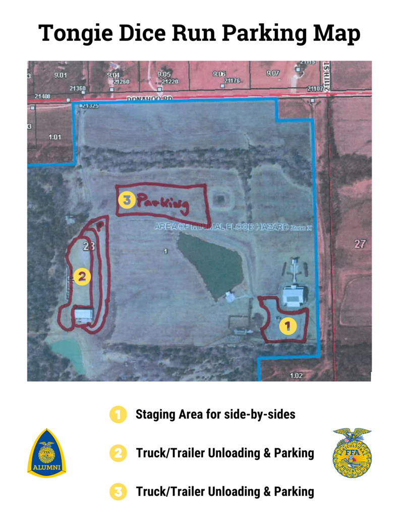 aerial map of Deer Ridge Estate with parking marked with numbers